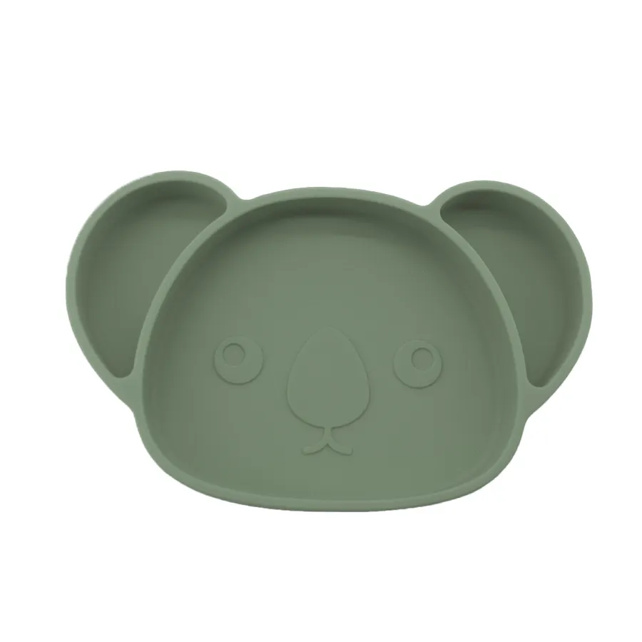 Silicone baby plate BPA free Koala bear plate silicone, 3 divided animal silicon plate bowl for babies kids toddler children