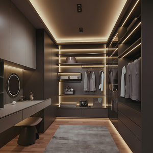 <span class=keywords><strong>Cabina</strong></span> <span class=keywords><strong>Armadio</strong></span> Minimalista Stile Italiano con Ante in Vetro Tavolo da Toletta Specchiera e Mobili per Guardaroba Eleganti - Product Image 3