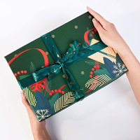 Boîte cadeau personnalisée de Noël avec couvercle et base, ruban en satin, logo en feuille d'or, boîte rigide en gros