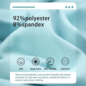 Venta al por mayor de fábrica de poliéster orgánico <span class=keywords><strong>Spandex</strong></span> tejido de ropa interior térmica 260 <span class=keywords><strong>GSM</strong></span> lana acanalada patrón cepillado arrugas - Product Image 2