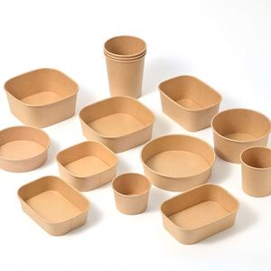 Contenant rond jetable en kraft de qualité alimentaire, avec couvercle hermétique, compatible micro-ondes, pour camping, salade de fruits, plats à emporter, bol en papier - Product Image 3