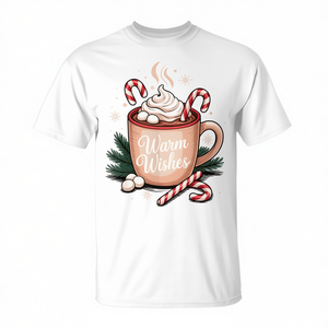 T-shirt « Warm Wishes Hot Cocoa Christmas Candy » au design festif et confortable - Product Image 2