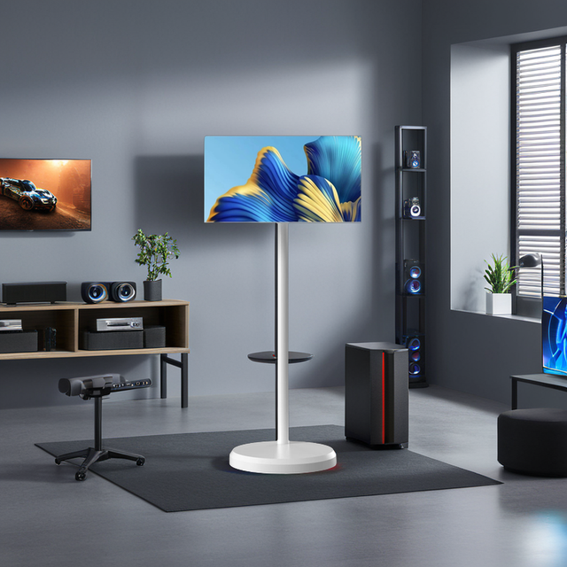 32 Inch Android Smart TV LED In-Cell Touch Screen HDTV Cabinet with Removable Scroll Wheels White