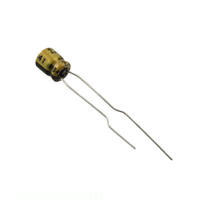 ตัวเก็บประจุแบบรูทะลุรุ่น UMW1H010MDD1TE ของแท้ ยี่ห้อ CAP ALUM ความจุ 1UF 20% 50V แบบขาเสียบ - Product Image 1