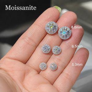 Hip-hop Moissanite <b>Stud</b> 1ct VVS 925 <b>Sterling</b> <b>Silver</b> <b>Silver</b> Plated Trendy Men Women Jewelry Flower Cluster Halo Diamond Earrings - Product Image 2