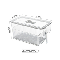 Organisateur de réfrigérateur, boîte de rangement en plastique pour aliments, boîte de rangement empilable pour légumes avec plateau de drainage et sélecteur de date