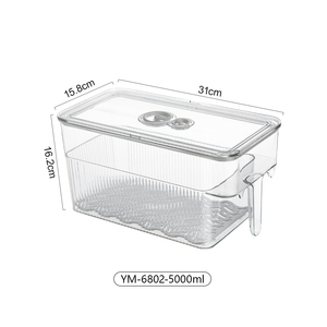 Tủ lạnh tổ chức thực phẩm nhựa lưu trữ <span class=keywords><strong>container</strong></span> Rau Stackable lưu trữ Box với cống tấm và ngày picker - Product Image 6