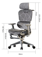 Chaise de bureau ergonomique multifonctionnelle en maille, pivotante et réglable, pour la maison et le bureau – Chaise de bureau confortable avec repose-pieds