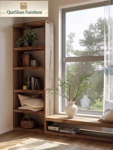 Custom Vintage Elm Wood <strong>Corner</strong> Storage - <strong>Rustic</strong> Minimalist <strong>Shelving</strong> for Tea Displays - Product Image 4