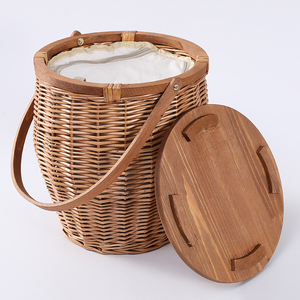 Phổ Biến Nhất <span class=keywords><strong>Wicker</strong></span> Picnic <span class=keywords><strong>Basket</strong></span> Với Xử Lý Và Nắp Gỗ - Product Image 4