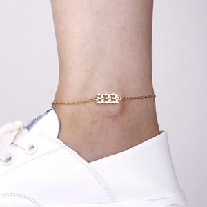 वाटरप्रूफ एंजेल नंबर अलेट थोक व्यक्तिगत स्टेनलेस स्टील 18k सोने के टखने के कंगन महिलाओं के लिए ग्रीष्मकालीन समुद्र तट गहने - Product Image 2