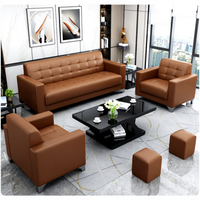 Canapé Moderne en Cuir pour Bureau, Ensemble de Canapés de Réception, Canapé de Luxe Moderne