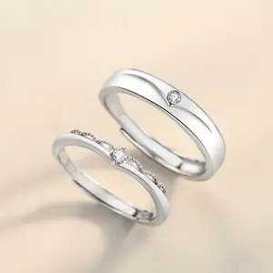 Zirkonia kubik perak murni S925 dapat disesuaikan sederhana Emas Putih Berlian Sebuah simpul cinta sejati untuk cincin jari pernikahan Cou