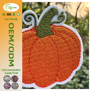 Écussons brodés personnalisés citrouille haute résistance à la décoloration pour vêtements d'enfants, badges décoratifs lavables pour Halloween - Product Image 1