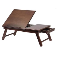 Table d'ordinateur portable pliable en bois, convertible et portable, pour le travail à domicile, avec tiroir, pour lit ou bureau