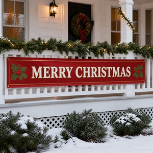 Pancarta de Feliz Navidad Impermeable de Vinilo Oxford, Tamaño Grande 180x30cm, para Puerta, Valla, Reutilizable, para Exteriores - Product Image 5