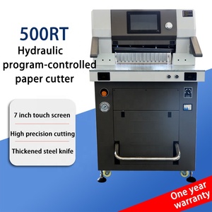 500rt औद्योगिक भारी शुल्क 500 मिमी/19 ''डबल रेल हाइड्रोलिक गिलोटिन पेपर कटर प्रोग्राम योग्य बुक कटिंग मशीन - Product Image 2