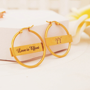 BINSHUO all'ingrosso gioielli personalizzati in acciaio inossidabile in bianco targhetta rettangolare scritta Laser incisa cerchio cerchio <span class=keywords><strong>orecchini</strong></span> donna - Product Image 3