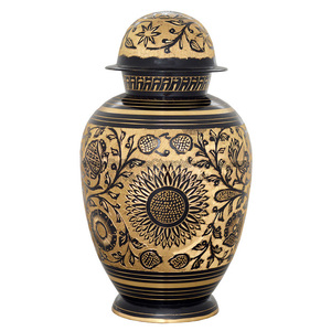 Brass Black Enameled and Hand Engraved Urns - CRU-1057 - Product Image 2