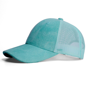 Casquette de baseball structurée pour homme, style <span class=keywords><strong>trucker</strong></span>, en daim vegan, couleur olive, 5 panneaux, vierge, avec logo brodé personnalisé, vente en gros - Product Image 4