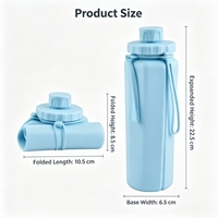 Bouteille d'eau pliable en silicone de haute qualité, étanche, couleur personnalisée OEM ODM, bouteille légère et pliable pour les voyages en plein air et la salle de sport