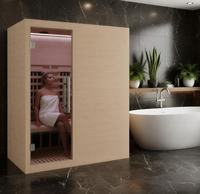 Kabin Sauna Inframerah Jauh Dalam Ruangan Berkualitas Tinggi untuk 3 Orang, Terbuat dari Kayu Hemlock Kanada