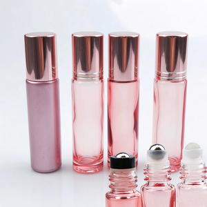 Flacon roll-on en verre rose 5ml 10ml vide pour huiles essentielles avec bouchon or rose, contenant cosmétique pour parfum - Product Image 1
