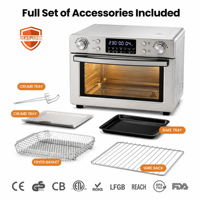 Four à convection numérique multifonctionnel 1700W 30L en acier inoxydable, combinaison friteuse à air et four grille-pain pour cuisine domestique