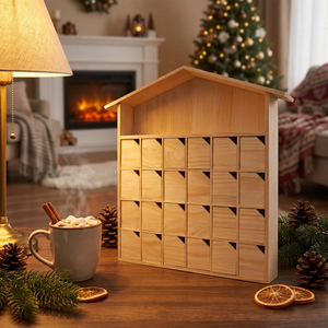 Boîtes <span class=keywords><strong>de</strong></span> <span class=keywords><strong>calendrier</strong></span> <span class=keywords><strong>de</strong></span> l'avent en bois en forme <span class=keywords><strong>de</strong></span> maison découpées au laser sur mesure en gros pour la décoration murale <span class=keywords><strong>de</strong></span> Noël - Product Image 1
