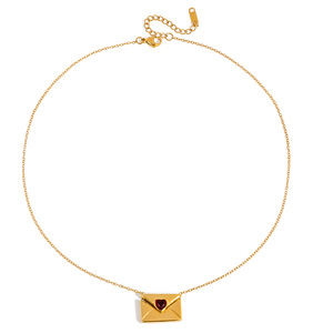 Bijoux pour femmes, collection Saint-Valentin, acier inoxydable, collier avec boîte en forme de cœur rouge 18K, lettre d'amour ouvrable, accessoires - Product Image 5