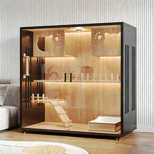 Nueva Villa Moderna de Lujo para Gatos de Interior, Recinto Grande para Gatos con Ruedas, Casas de Madera Multifuncionales para Gatos de Interior - Product Image 1