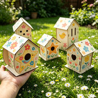 Kit de nichoir moderne en bois à finir soi-même, à sculpter et à peindre, boîte à oiseaux suspendue, artisanat fait main pour enfants, pour jardin extérieur