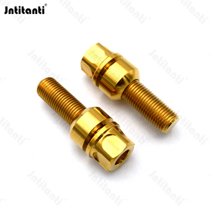 Perno de rueda de titanio Gr.5 de asiento esférico flotante antirrobo de Color dorado de alto rendimiento para <span class=keywords><strong>Porsche</strong></span> con llave de titanio - Product Image 2