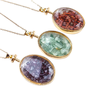 Collier pendentif bouteille à souhaits elliptique en strass de cristal, chaîne à maillons, cadeau, bijoux de mode - Product Image 1