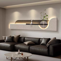 Lukisan Dinding Relief 3D Skandinavia Buatan Tangan, Seni Dinding untuk Teras, Aula, Lobi, Horizontal, Dilengkapi Lampu LED, Bahan Batu Pasir dengan Vas