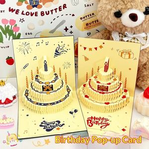 Tarjeta de Felicitación Creativa con Diseño de Pastel y Mariposas en 3D, con Sobre, Regalo de Cumpleaños - Product Image 1