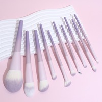 Ensemble de pinceaux de maquillage 9 pièces pinceau cosmétique fond de teint Blush correcteur fard à paupières sourcils surbrillance rose pinceau de maquillage logo personnalisé