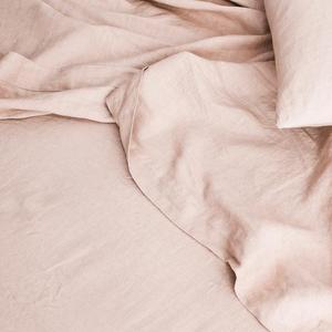 Ensemble de draps de <span class=keywords><strong>lit</strong></span> en lin 100% <span class=keywords><strong>rose</strong></span> de luxe Taitang Hotel, motif uni moderne, taille Queen King avec housse rayée, quantité simple - Product Image 3