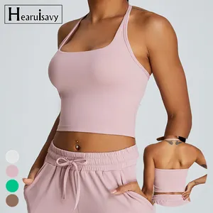 Quick Drying Yoga Clothes Women's Sportswear Halter Neck Yoga Vest Strap Sports Bra Crop Tops For Women Ropa De Mujer Ropa