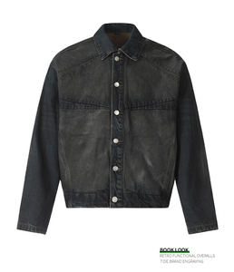 Low Moq Custom New Men's Cropped <strong>Denim</strong> Jacket Fashion Designer <strong>Denim</strong> 100% Cotton ODM Men's <strong>Denim</strong> Vintage Black Jackets - Product Image 5