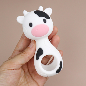 Mordedor de Silicona Personalizado para Bebé, Libre de BPA, Sonajero con Forma de Vaca, Juguete Sensorial Suave para la Dentición de Bebés de 0 a 12 Meses - Product Image 1