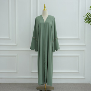 Traje árabe islámico de manga larga informal con bordado Abaya abierto elegante para <span class=keywords><strong>mujer</strong></span> para invierno, verano y otoño, estilo musulmán - Product Image 2