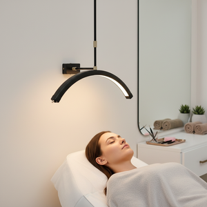 Lámpara LED de media luna de 28 pulgadas para salón, luz colgante de techo regulable para pestañas, iluminación de belleza para tatuajes de pestañas, maquillaje, spa y estudio. - Product Image 4