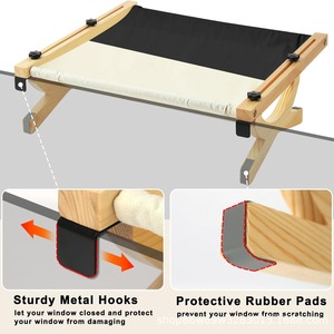 Hamac amovible en bois massif pour chat Linge de lit nid pour animaux de compagnie de style moderne pour chats et chatons pour l'été sommeil <span class=keywords><strong>fenêtre</strong></span> balcon <span class=keywords><strong>rebord</strong></span> de <span class=keywords><strong>fenêtre</strong></span> - Product Image 4