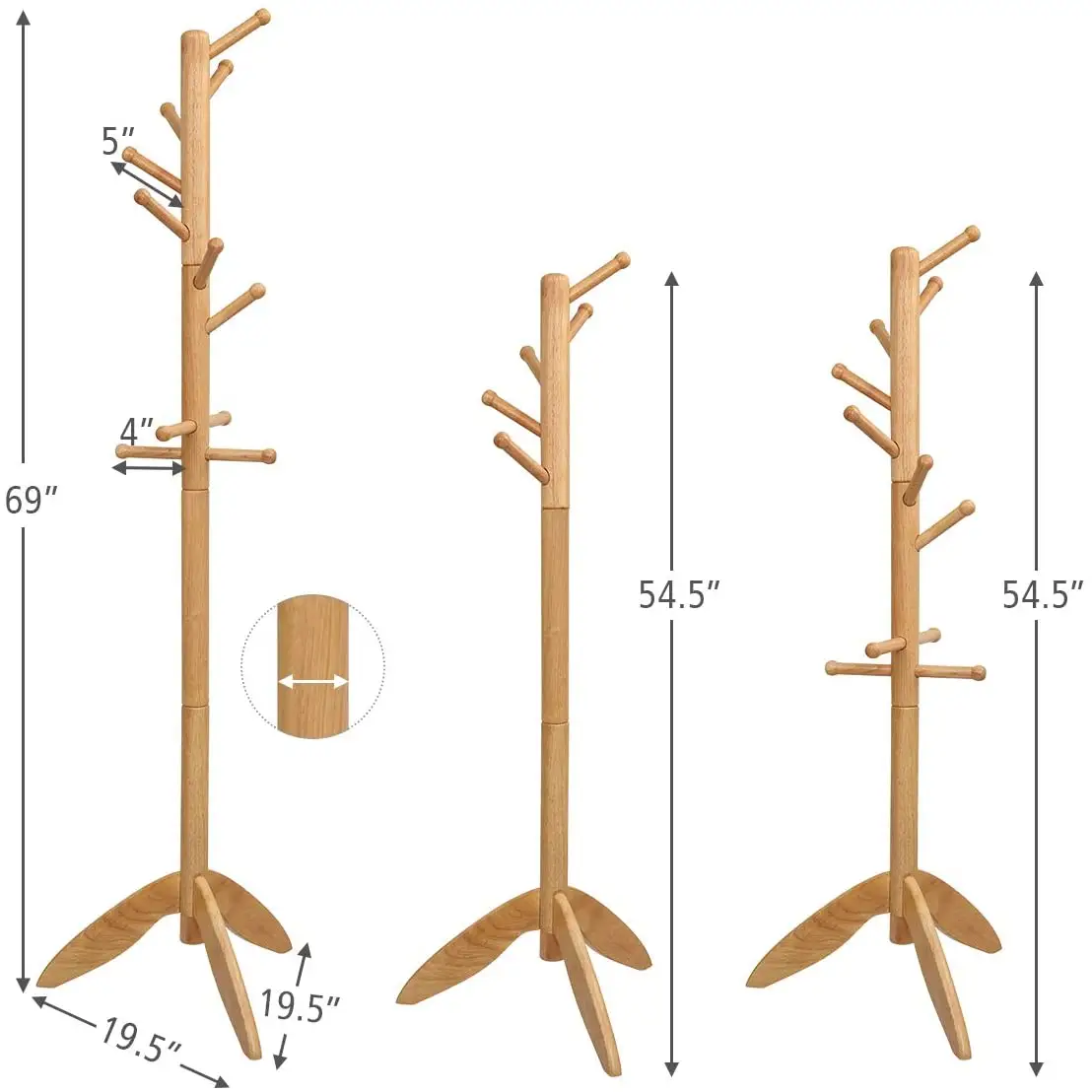 High Quality Wall Mounted Natural Tree Branch Solid Clothes Rack Decorative Wall Mounted Coat Racks wood stand clothing rack