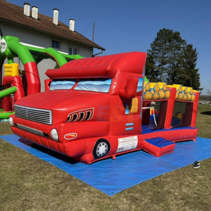 Château gonflable rouge pour fête d'enfants, camion <span class=keywords><strong>de</strong></span> pompiers, station <span class=keywords><strong>de</strong></span> pompiers, maison <span class=keywords><strong>de</strong></span> rebond, château gonflable commercial en forme <span class=keywords><strong>de</strong></span> voiture - Product Image 1