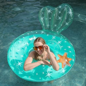 Bouée de natation sirène taille adulte en PVC épaissi à motif étoile, jouet aquatique flottant pour piscine - Product Image 1