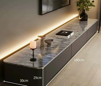 Mueble de TV Moderno de Piedra Negra de Alta Gama para Sala de Estar, Hotel, Apartamentos Pequeños - Diseño Ecológico, Vertical y Estrecho