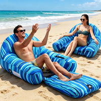 Transat Gonflable 2-en-1 Convertible pour Piscine, Grand Modèle Adulte en PVC et Tissu Oxford, pour la Plage et l'Eau