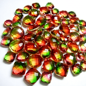 Piedra Preciosa Facetada de Dos Tonos, Creada en Laboratorio y Tratada con Calor, Piedra Suelta para Joyería - Product Image 1